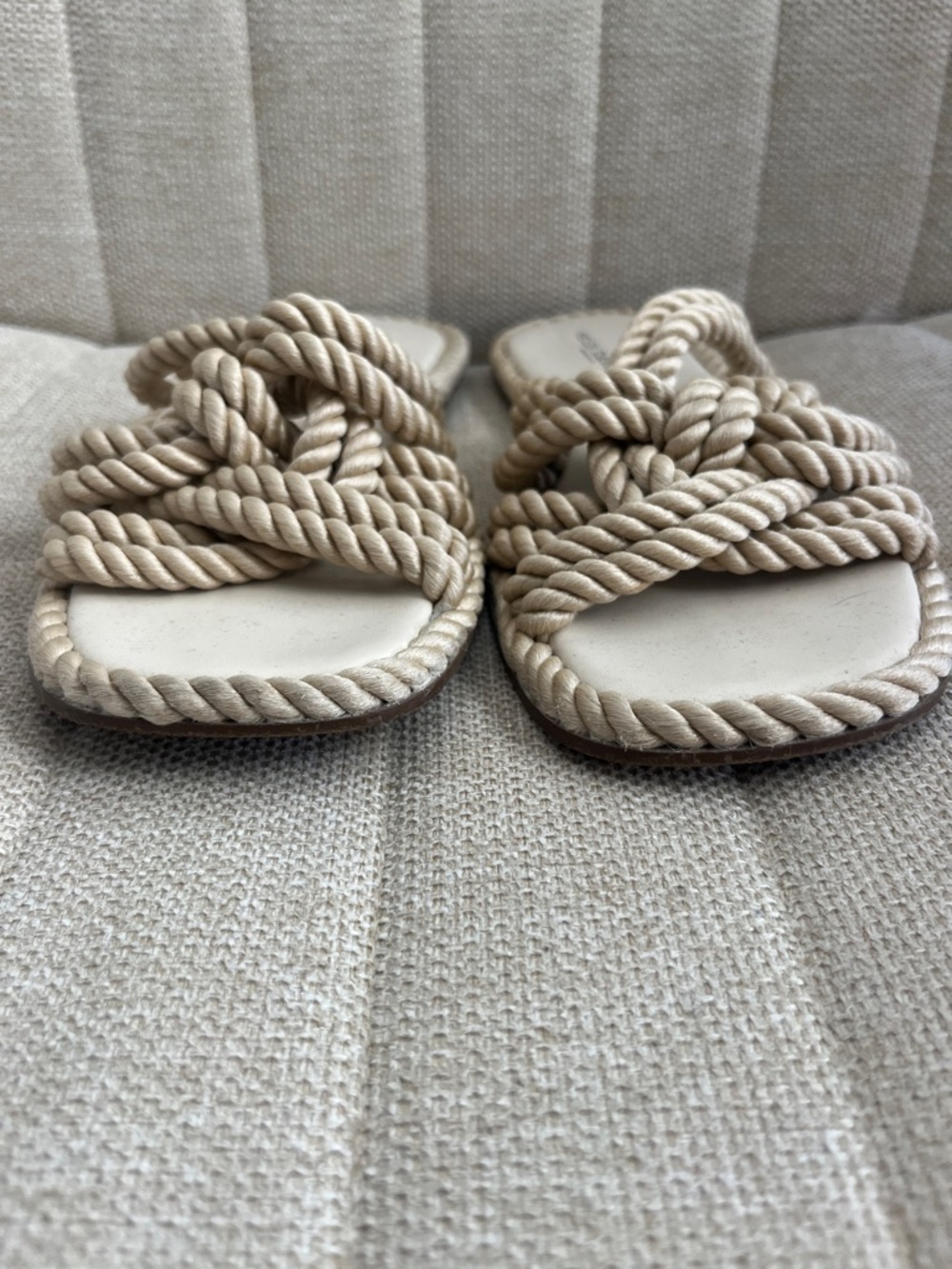 Kelsi dagger Brooklyn rope beachy slide sandals cream size 8 - Picture 3 of 6